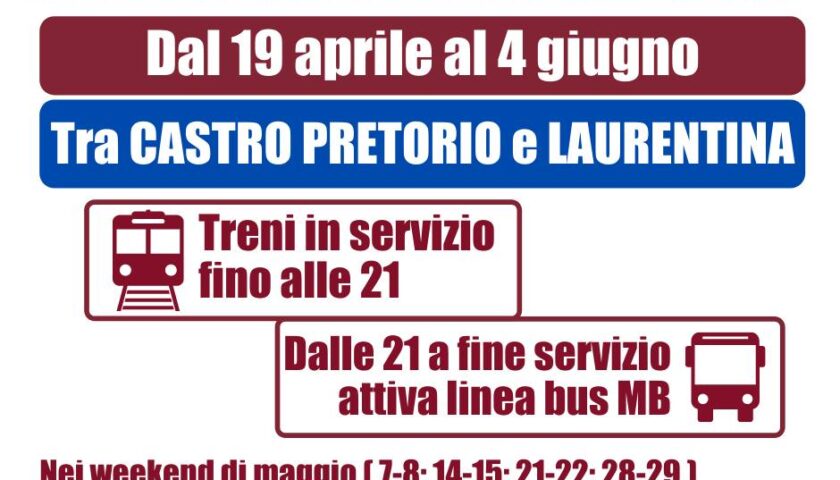 Castro Pretorio-Laurentina chiude alle 21